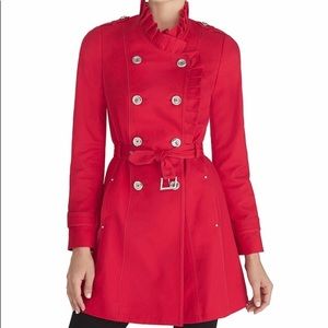 White House Black Market : red trench coat